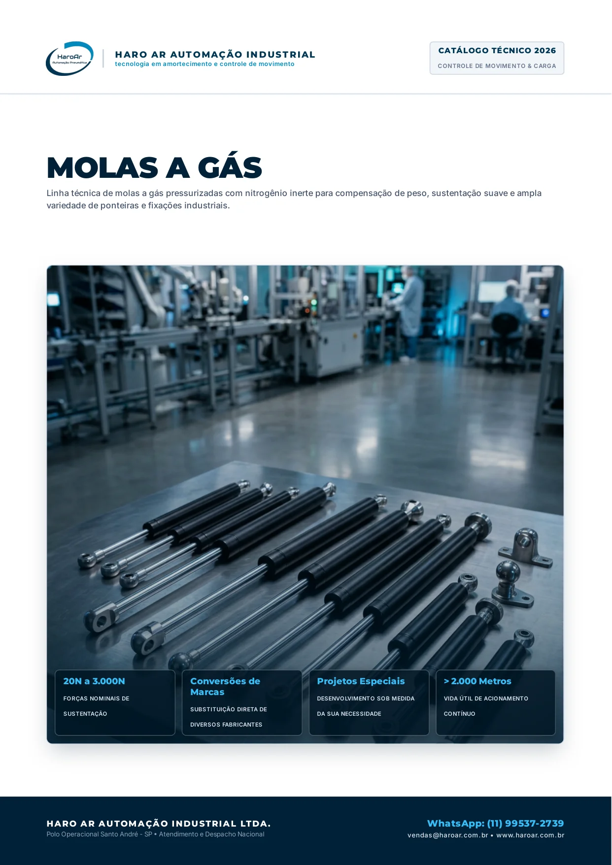 Capa Oficial do Catálogo de Molas a Gás Haroar